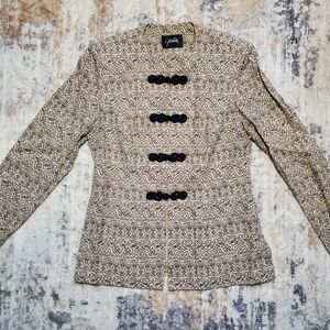 Giacca Vintage Style Brocade Frog Closure Jacket Blazer Medium